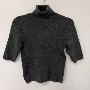 Vintage DYNA Cropped Turtleneck Sweater Grey Acrylic Sz S